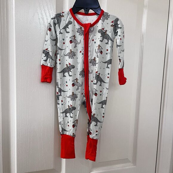 Sunshine Luckies Christmas Dinosaurs Gingerbead Men Bamboo Zippy 0-3 Months - Picture 1 of 12